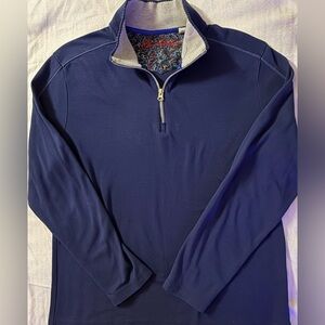 Robert Graham Navy and Gray Quarter-Zip Pullover
